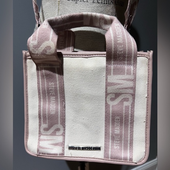 Steve Madden Bwebber Convertible Tote Bag White Pink - Picture 1 of 7